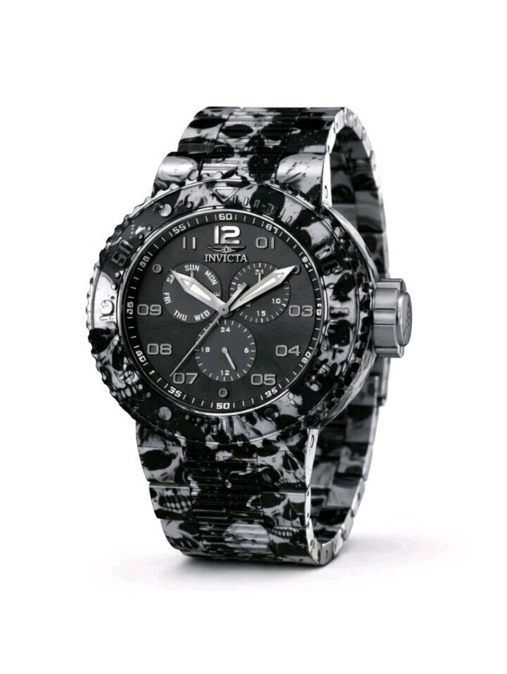 Invicta Pro Diver 50211 NeoArt Black Night Skulls 52mm Quartz Watch - NEW